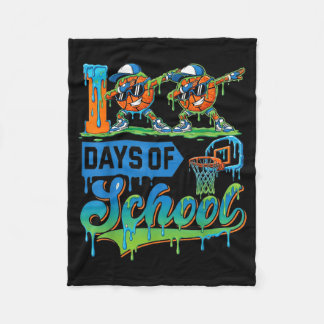 100 Days Of School Boys Basketball Drip 100th Day Fleece Blanket