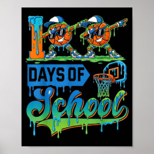 100 Days Of School Boys Basketball Drip 100th Day  Poster