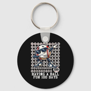 100 Days Of School Boys Dabbing Baseball 100th Day Key Ring