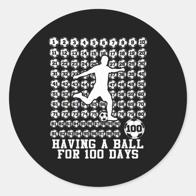 100 Days Of School Boys Soccer 100th Day Of School Classic Round Sticker (Front)
