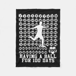 100 Days Of School Boys Soccer 100th Day Of School Fleece Blanket
