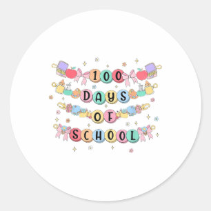 100 Days Of School Bracelet 100th Day Girls Kids Classic Round Sticker