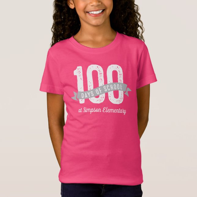 100 days of school bright customised student T-Shirt (Front)