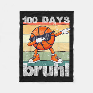 100 Days Of School Bruh Funny Kids Boys Dabbing Ba Fleece Blanket