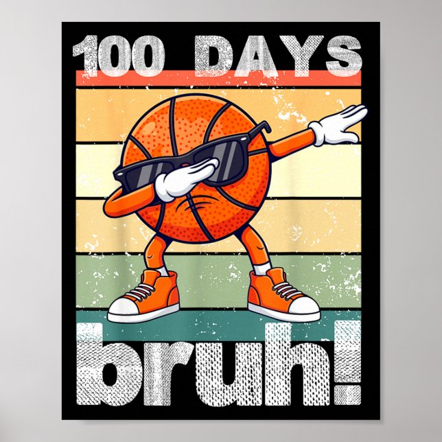 100 Days Of School Bruh Funny Kids Boys Dabbing Ba Poster (Front)