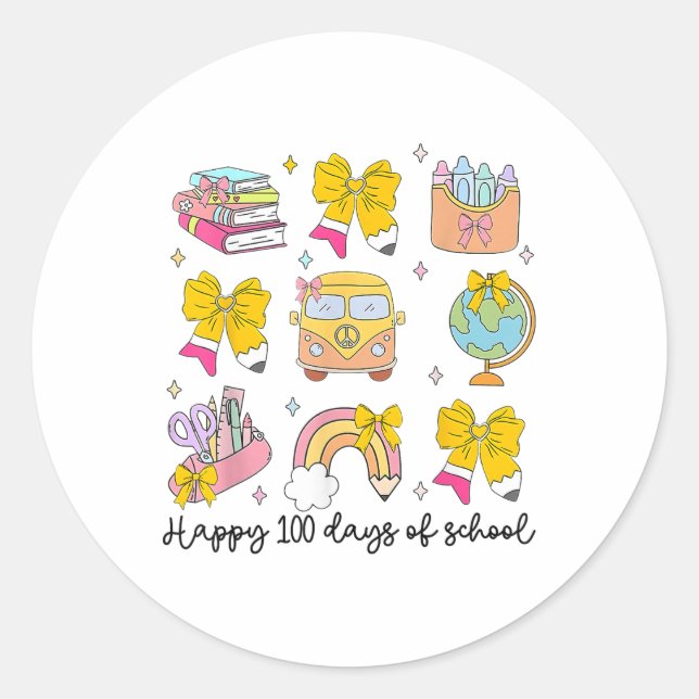 100 Days Of School Bruh School Teachers Kids Boys Classic Round Sticker (Front)