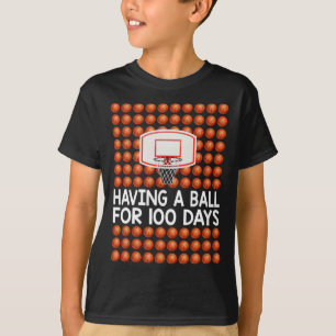 100 Days Of School Bysketbyll For Boys Girls Kids T-Shirt