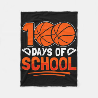 100 Days Of School Bysketbyll For Students Coach P Fleece Blanket