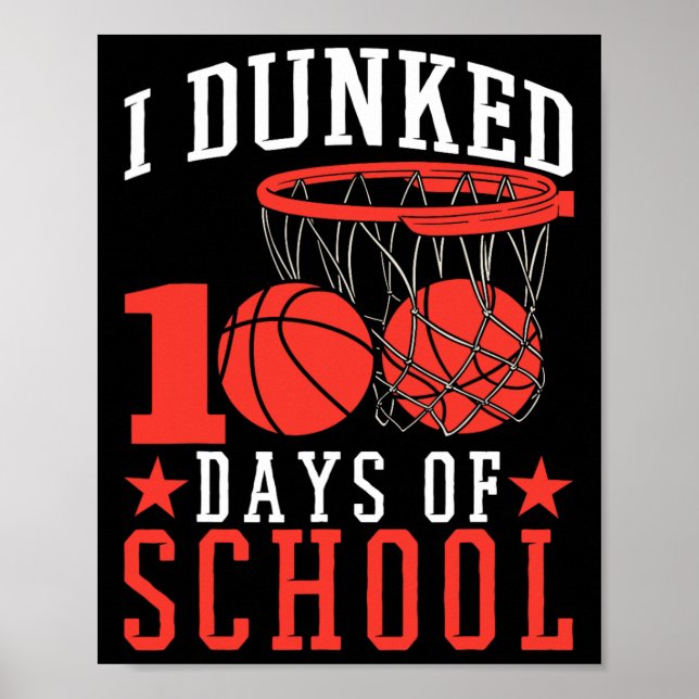 100 Days Of School Bysketbyll Kids  Poster (Front)
