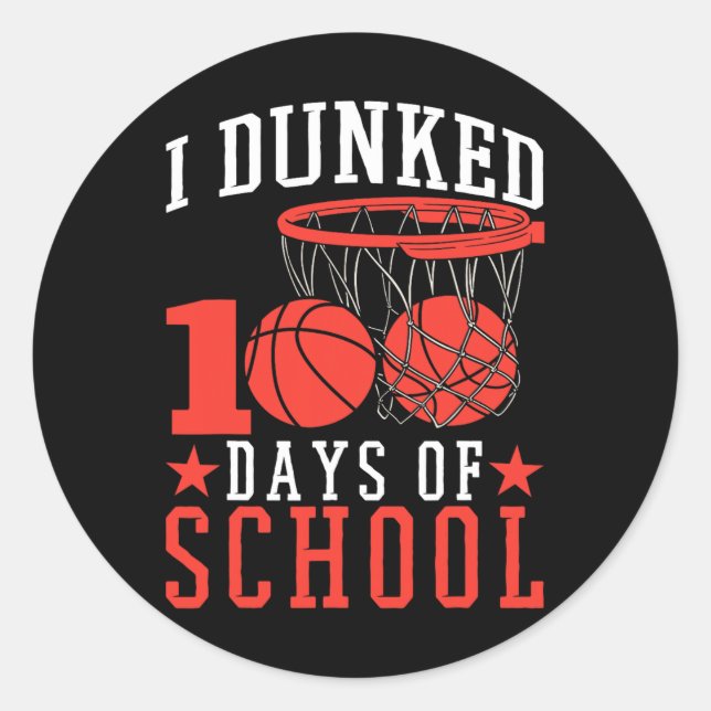 100 Days Of School Bysketll Kids  Classic Round Sticker (Front)