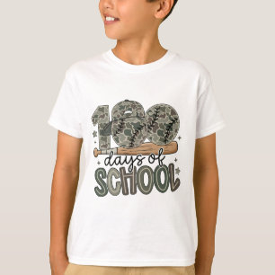 100 Days of School Camo Baseball Teacher T-Shirt