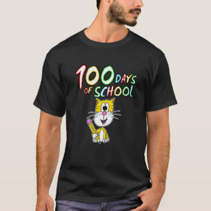 100 Days Of School Cat Kindergarten Students Teach T-Shirt
