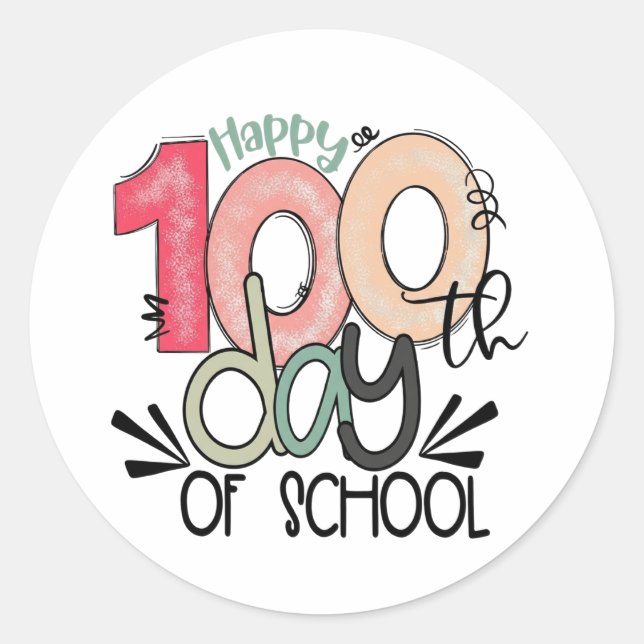 100 days of school celebration  classic round sticker (Front)