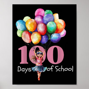 100 Days Of School Celebration Outfit Kids, Girls  Poster
