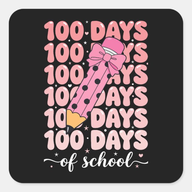 100 days of school celebration square sticker (Front)