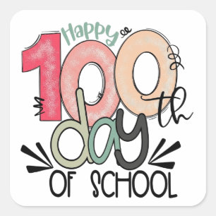 100 days of school celebration square sticker