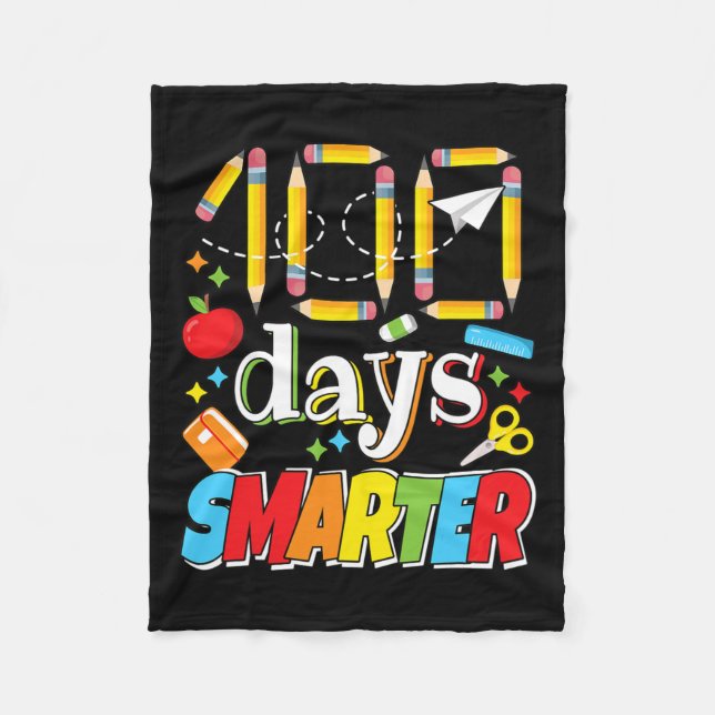 100 Days Of School Celebration Teacher Student 100 Fleece Blanket (Front)