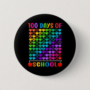 100 Days Of School Colorful Hearts Teacher Student 6 Cm Round Badge