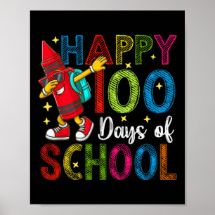100 Days Of School Colourful Dabbing Pencil Teache Poster