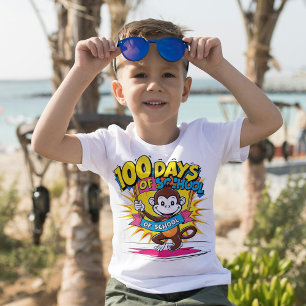 100 Days of School Colourful Monkey Kids Design T-Shirt