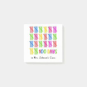 100 Days of School Colourful Tally Mark Post-it Notes