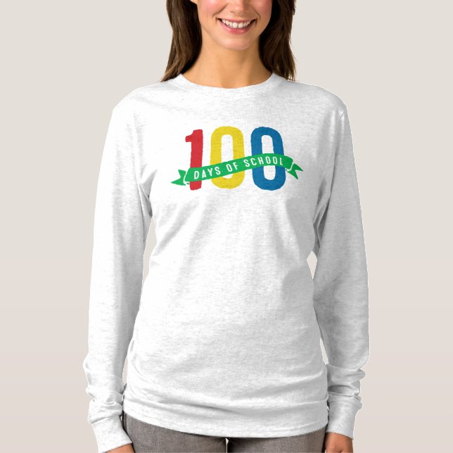 100 days of school colourful teacher T-Shirt (Front)