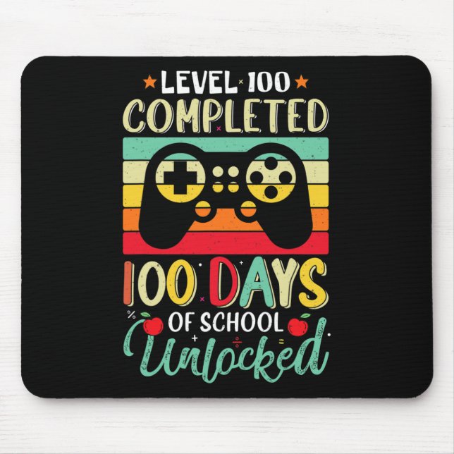 100 Days Of School Complete Gamer Boy Level Unlock Mouse Pad (Front)