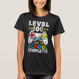 100 Days of School Completed Gamer Boy Level Up T-Shirt