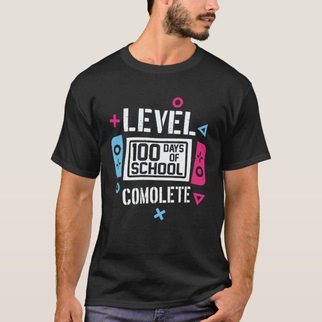 100 Days Of School Completed Gamer Boys 100th Day  T-Shirt (Front)
