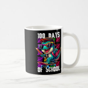 100 Days Of School Cool Dinosaur Skateboarding Coffee Mug