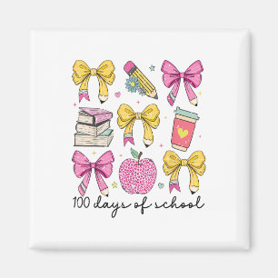 100 Days Of School Coquette Bow 100th Day School Magnet