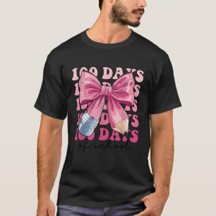 100 Days of School Coquette Bow Pink Pencil Bow Te T-Shirt