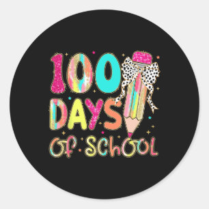 100 Days Of School Coquette Pencil Bow Teachers Gi Classic Round Sticker