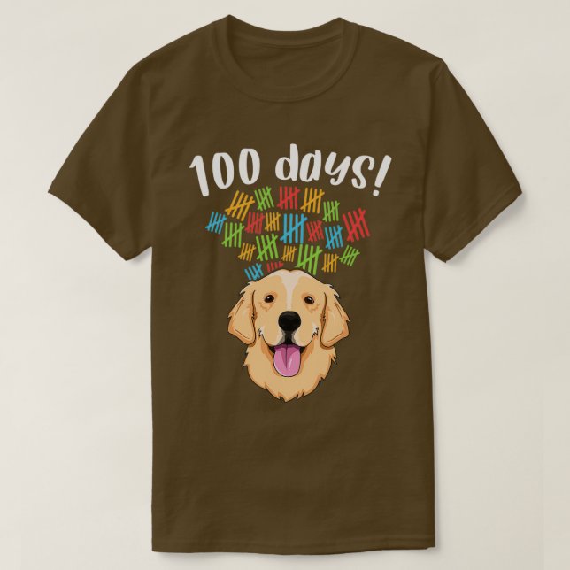 100 Days of School Costume Boy Girl Dog Golden 1 T-Shirt (Design Front)