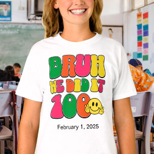 100 Days Of School Custom Colourful Text T-Shirt