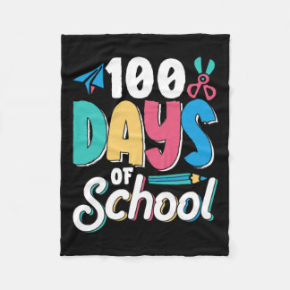 100 Days Of School Cute Cl Kids Pupil  Fleece Blanket
