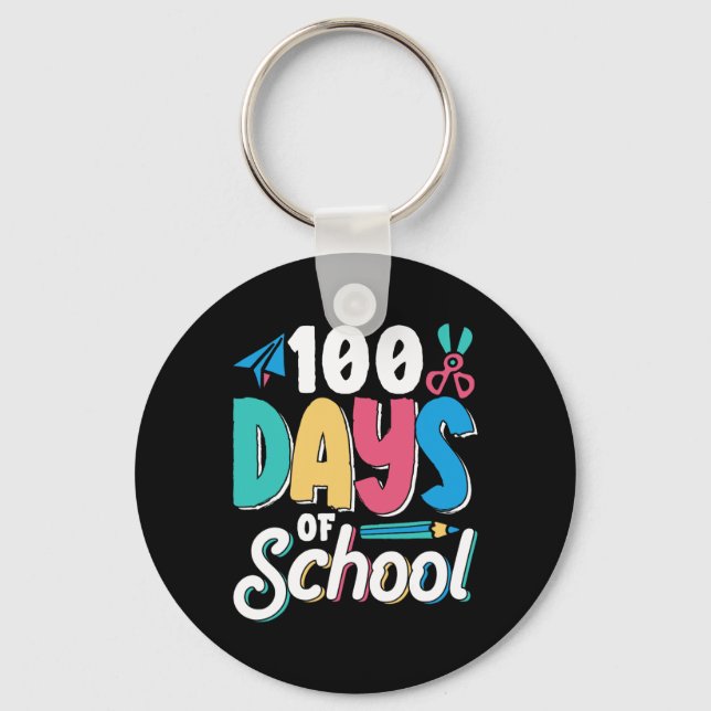 100 Days Of School Cute Class Kids Pupil  Key Ring (Front)