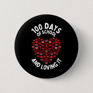 100 Days Of School Cute Heart Happy 100th Days  6 Cm Round Badge