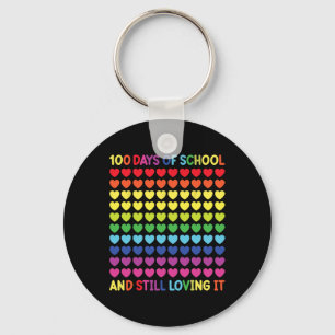 100 Days of School Cute Heart Teachers and Kids No Key Ring