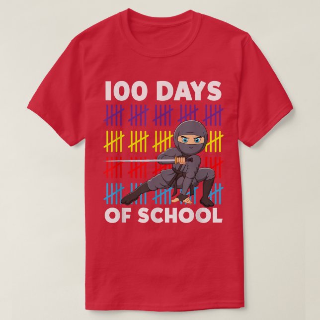 100 Days Of School Cute Japanese Warrior Samurai N T-Shirt (Design Front)