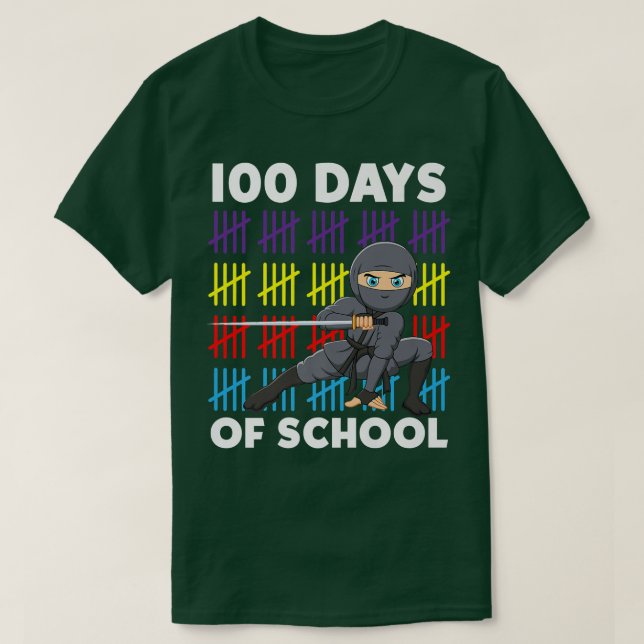 100 Days Of School Cute Japanese Warrior Samurai N T-Shirt (Design Front)