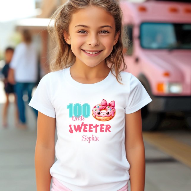100 Days Of School Cute Sweet Doughnut Girl Name T-Shirt (100 Days Of School Cute Sweet Donut Girl Name T-Shirt)