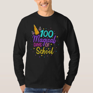 100 Days Of School  Cute Unicorn Face Back To Scho T-Shirt
