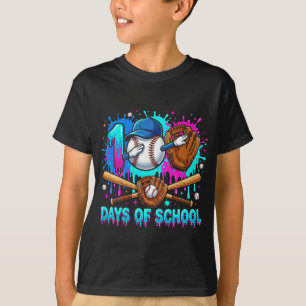 100 Days of School Dabbing Baseball Drip 100th Day T-Shirt