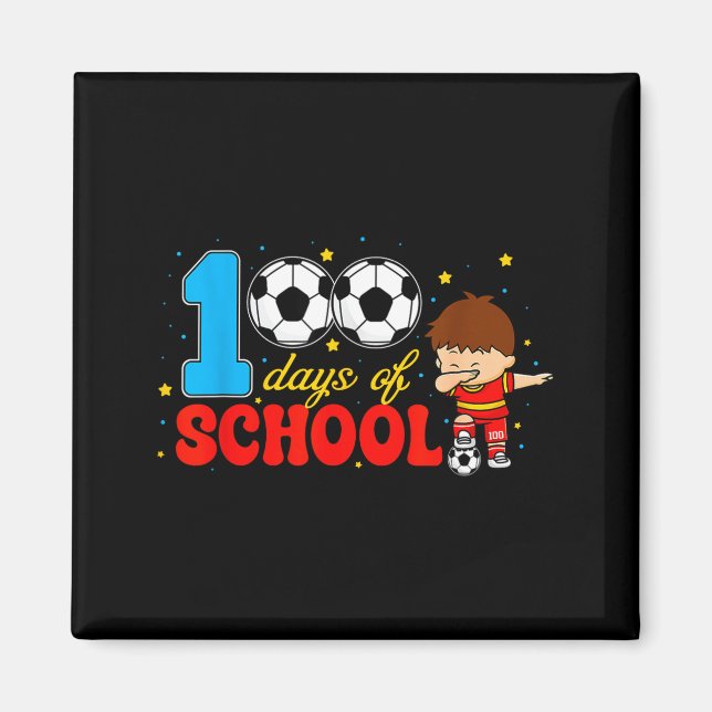 100 Days Of School Dabbing Boy Soccer 100 Days Sma Magnet (Front)