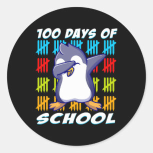 100 Days Of School Dabbing Penguin Fun Animal Love Classic Round Sticker