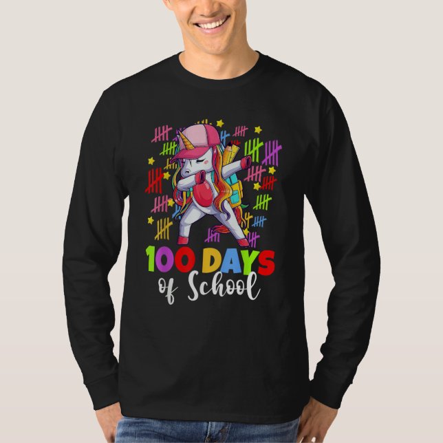 100 Days Of School Dabbing Unicorn  Kids Girls 100 T-Shirt (Front)
