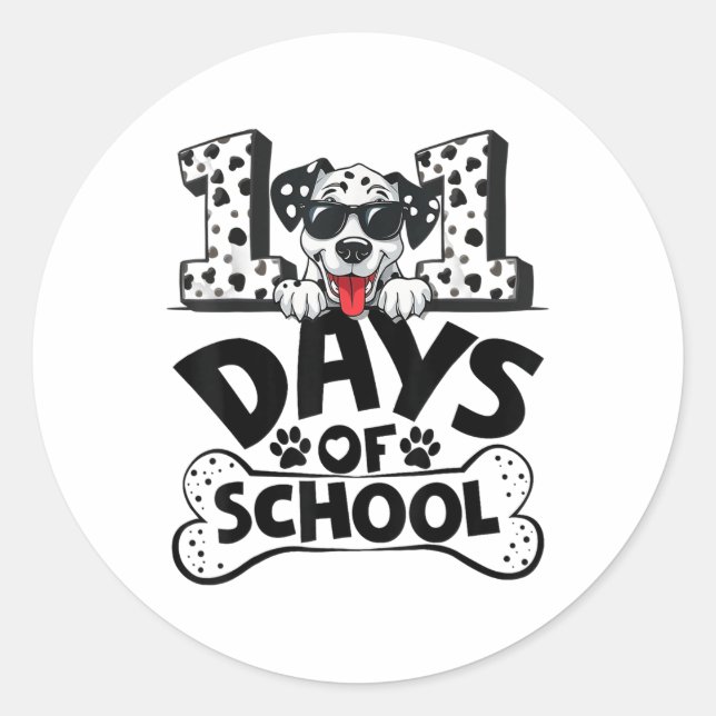 100 Days Of School Dalmatian Dog Boy Kid 100th Classic Round Sticker (Front)
