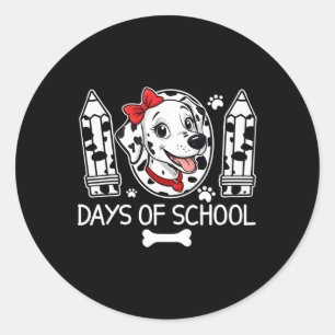 100 Days Of School Dalmatian Dog Boy Kid 100th Day Classic Round Sticker