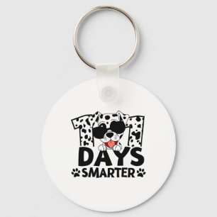 100 Days Of School Dalmatian Dog Boy Kid 100th Day Key Ring